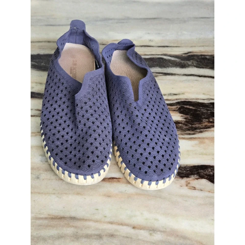 Ilse Jacobsen Tulip 139 Blue Purple Laser Cut Slip On Shoes EU 38 US 7.5